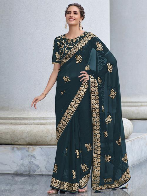 self designed embroidered saree - 19529432 - Very Small Image - 1