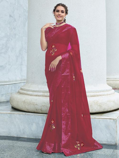 self designed embroidered saree - 19529434 - Very Small Image - 1