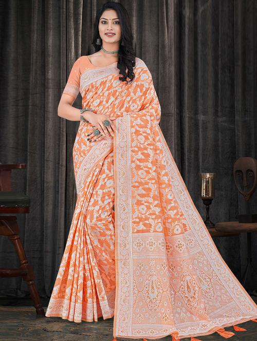 self designed woven saree with blouse - 19529497 - Very Small Image - 1