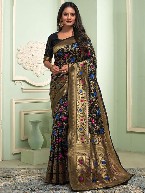 self designed woven saree with blouse - 19529528 - Very Small Image - 1