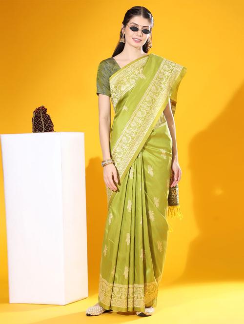 contrast bordered woven saree - 19529534 - Very Small Image - 1