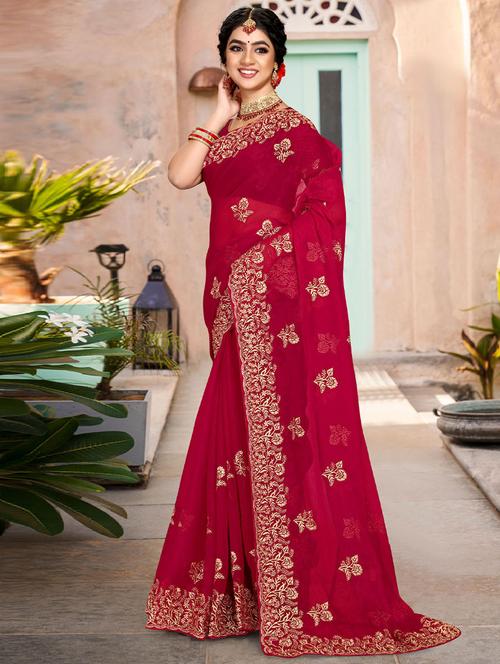 self designed embroidered saree - 19529552 - Very Small Image - 1