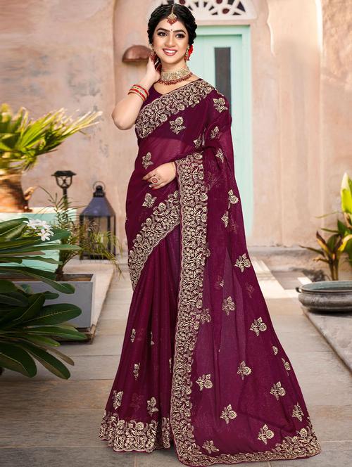 self designed embroidered saree - 19529554 - Very Small Image - 1