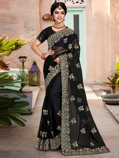 self designed embroidered saree with blouse - 19529557 - Very Small Image - 1