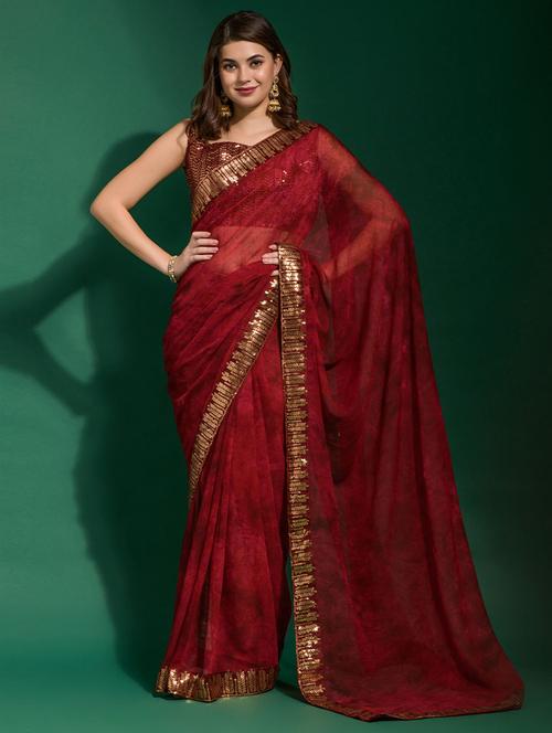 lace bordered plain saree with blouse - 19529583 - Very Small Image - 1