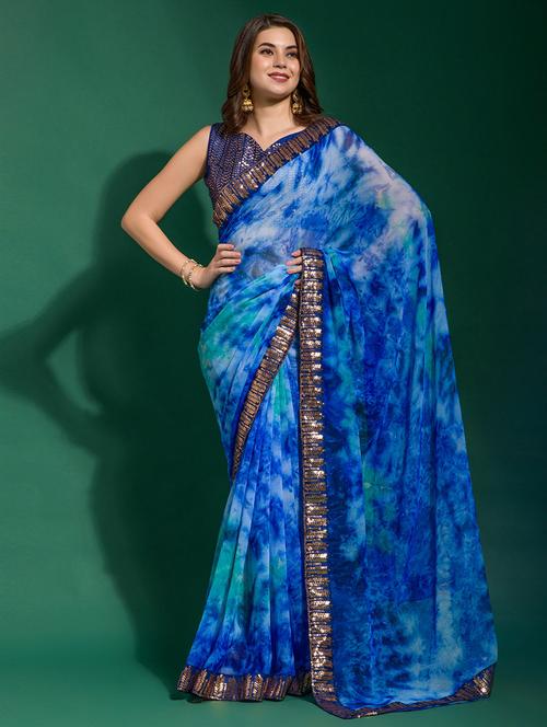 lace bordered tie-dyed saree - 19529584 - Very Small Image - 1