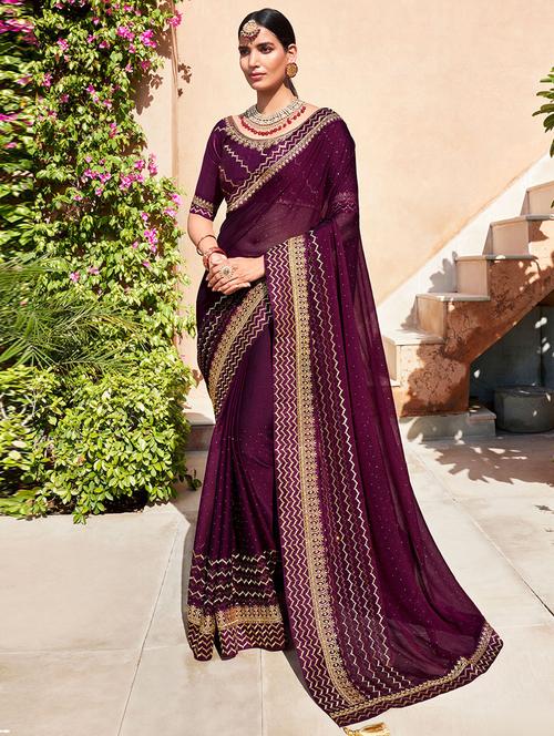 self designed embroidered saree with blouse - 19529599 - Very Small Image - 1