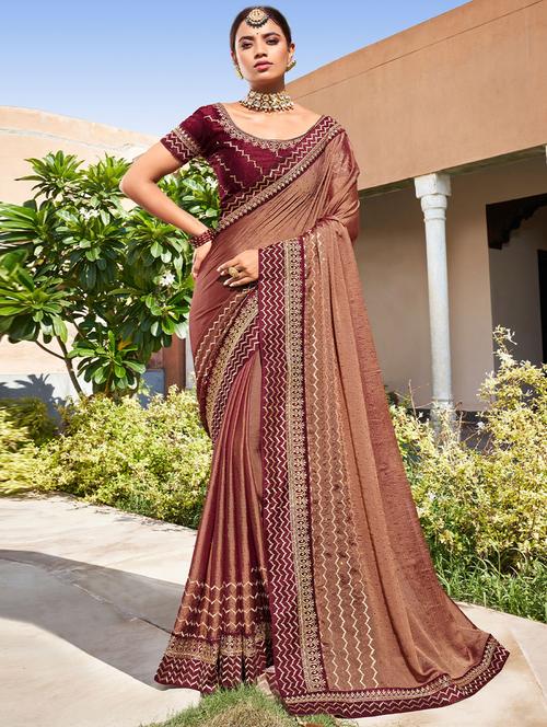 self designed embroidered saree - 19529600 - Very Small Image - 1