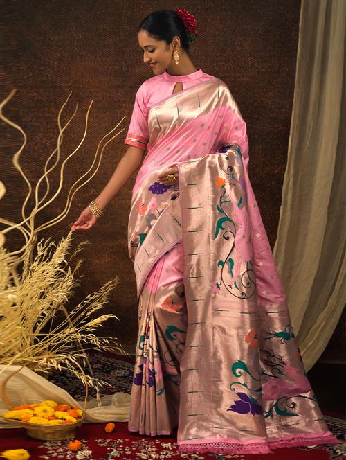 self designed woven saree with blouse - 19529622 - Very Small Image - 1