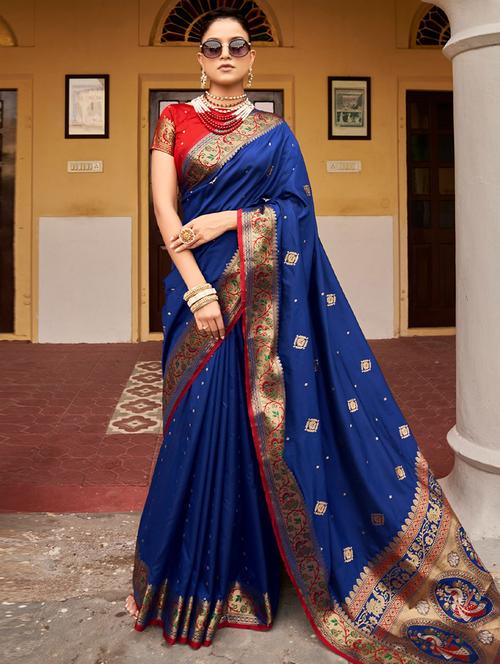 self designed woven saree with blouse - 19529631 - Very Small Image - 1