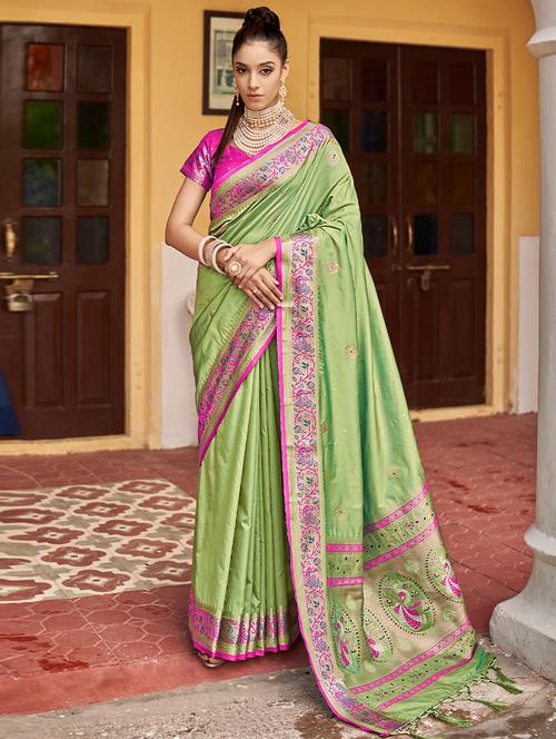 self designed woven saree with blouse - 19529634 - Very Small Image - 1