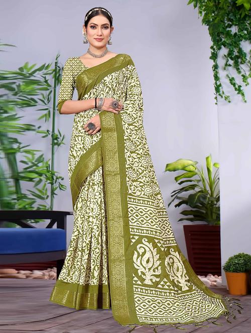 self designed printed saree with blouse - 19529641 - Very Small Image - 1