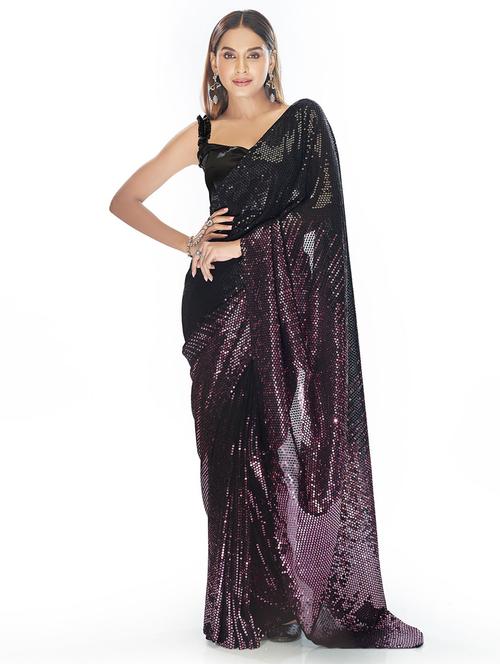 self designed sequin work saree with blouse - 19529667 - Very Small Image - 1
