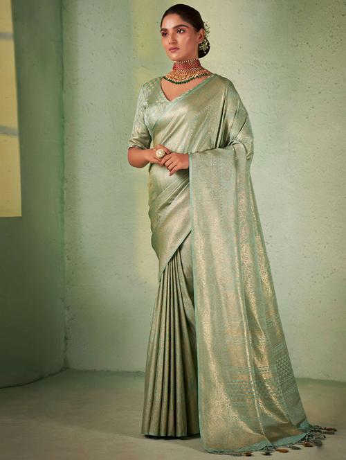 self designed woven saree with blouse - 19529685 - Very Small Image - 1
