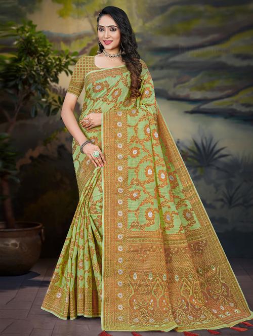 self design printed saree with blouse - 19529820 - Very Small Image - 1