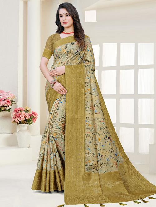 green self design woven saree with blouse - 19529964 - Very Small Image - 1