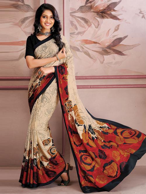 printed saree with blouse - 19529995 - Very Small Image - 1