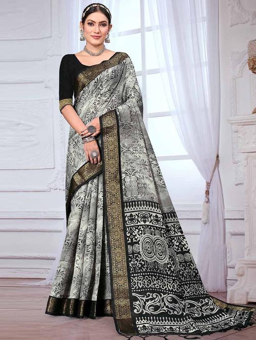 multi colored printed saree with blouse - 19530085 - Very Small Image - 1