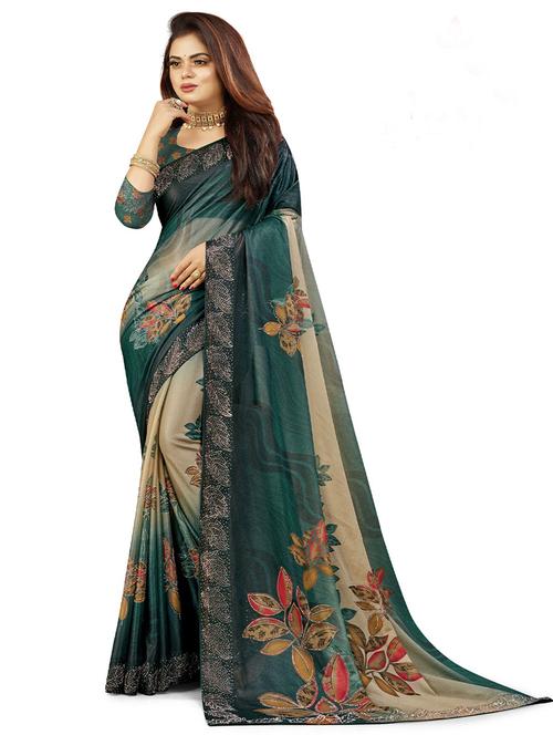 self design printed saree with blouse - 19530139 - Very Small Image - 1