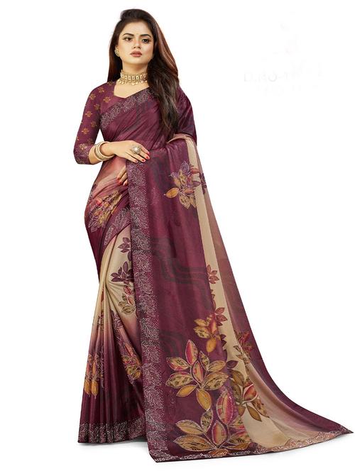 self design printed saree with blouse - 19530141 - Very Small Image - 1