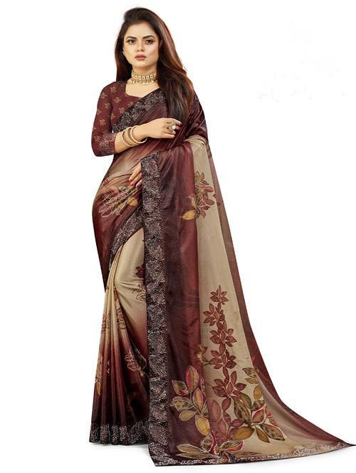 self design printed saree with blouse - 19530144 - Very Small Image - 1