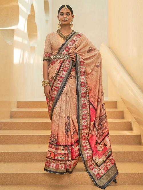 self design printed saree with blouse - 19530177 - Very Small Image - 1