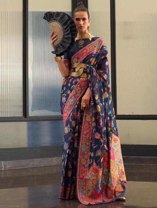 self design printed saree with blouse - 19530192 - Very Small Image - 1