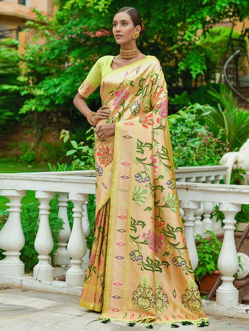 self design printed saree with blouse - 19530527 - Very Small Image - 1
