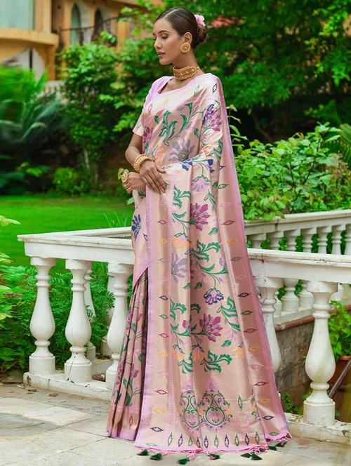 self design printed saree with blouse - 19530529 - Very Small Image - 1
