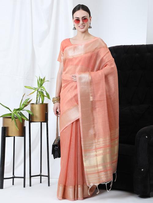 self design woven saree with blouse - 19530532 - Very Small Image - 1