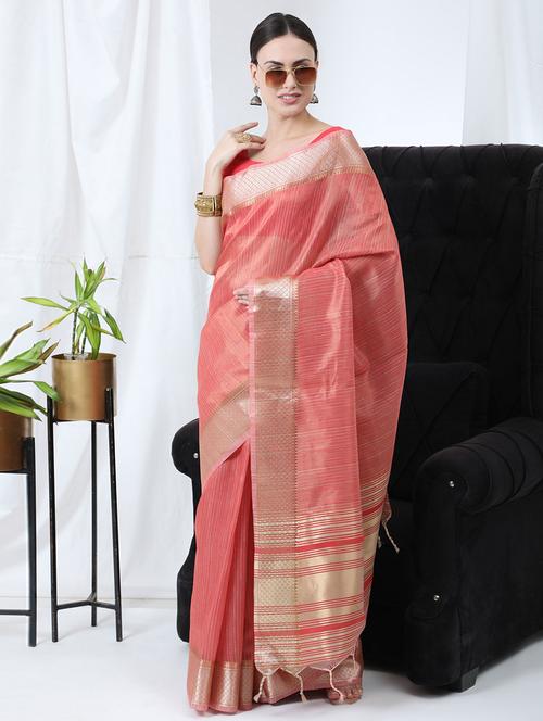 self design woven saree with blouse - 19530533 - Very Small Image - 1