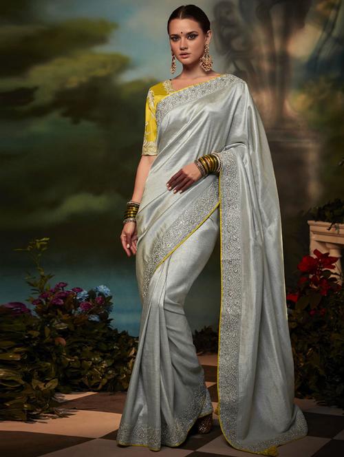 self design plain saree with blouse - 19530544 - Very Small Image - 1