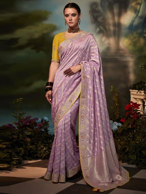 self design printed saree with blouse - 19530545 - Very Small Image - 1