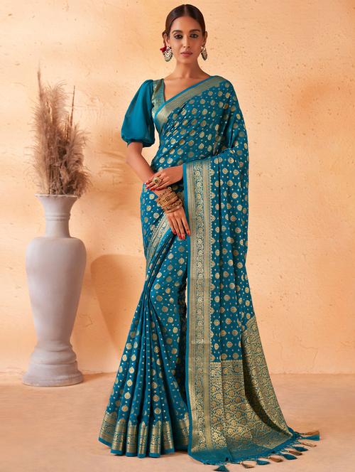 self design printed saree with blouse - 19530555 - Very Small Image - 1