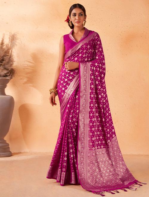 self design printed saree with blouse - 19530556 - Very Small Image - 1