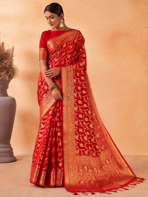 self design printed saree with blouse - 19530559 - Very Small Image - 1
