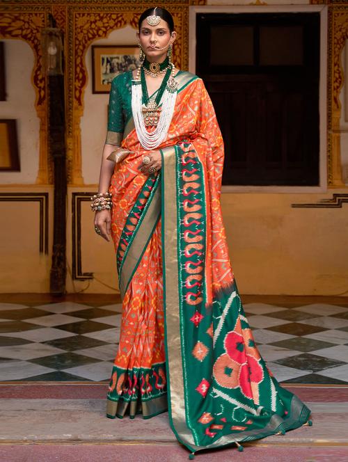 self design printed saree with blouse - 19530563 - Very Small Image - 1