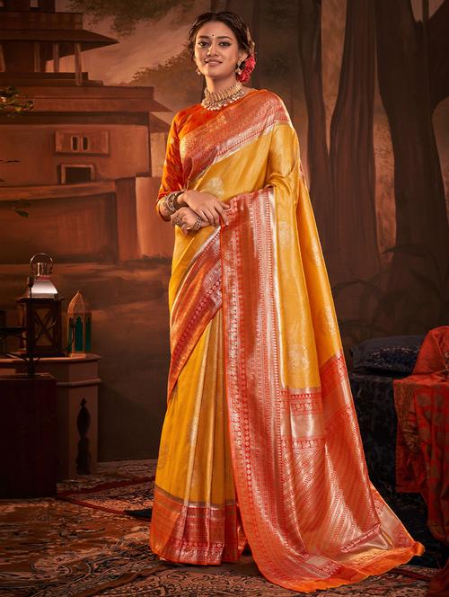 self design kanjivaram silk saree with blouse - 19530588 - Very Small Image - 1