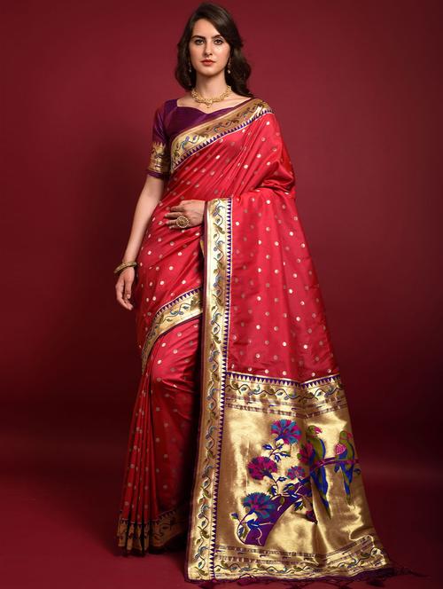 self design printed saree with blouse - 19530597 - Very Small Image - 1
