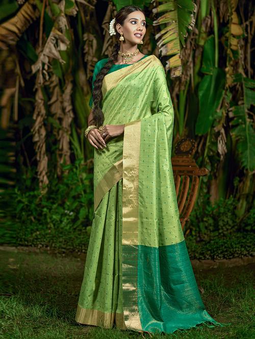 self design woven saree with blouse - 19530608 - Very Small Image - 1