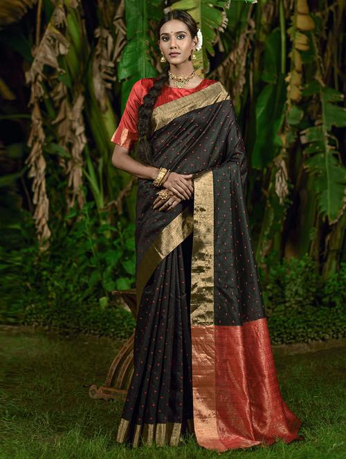 self design woven saree with blouse - 19530611 - Very Small Image - 1