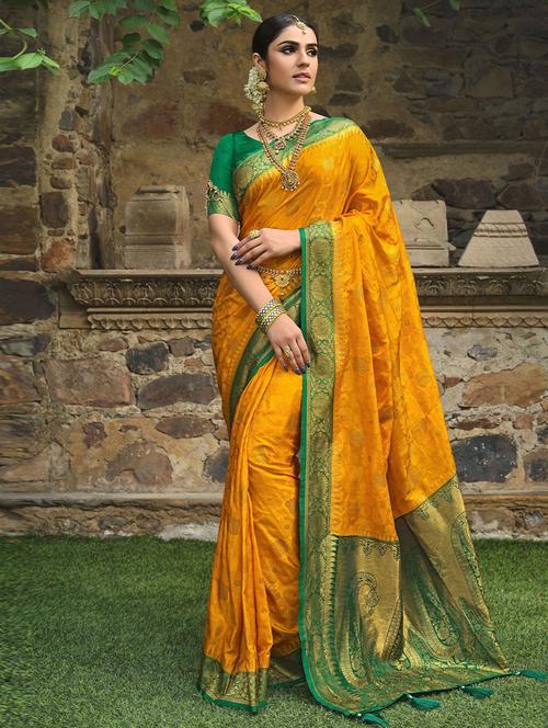 self design printed saree with blouse - 19530619 - Very Small Image - 1