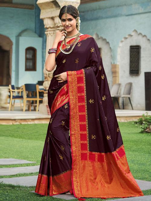 self design woven saree with blouse - 19530629 - Very Small Image - 1