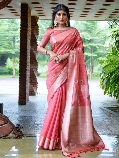 self design woven saree with blouse - 19530637 - Very Small Image - 1