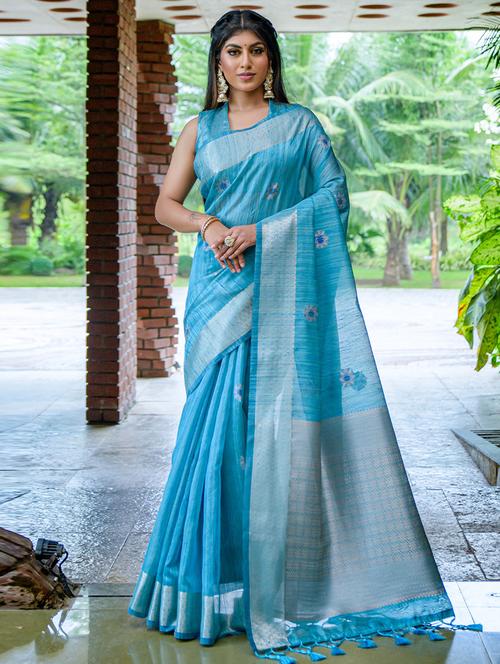 self design woven saree with blouse - 19530641 - Very Small Image - 1