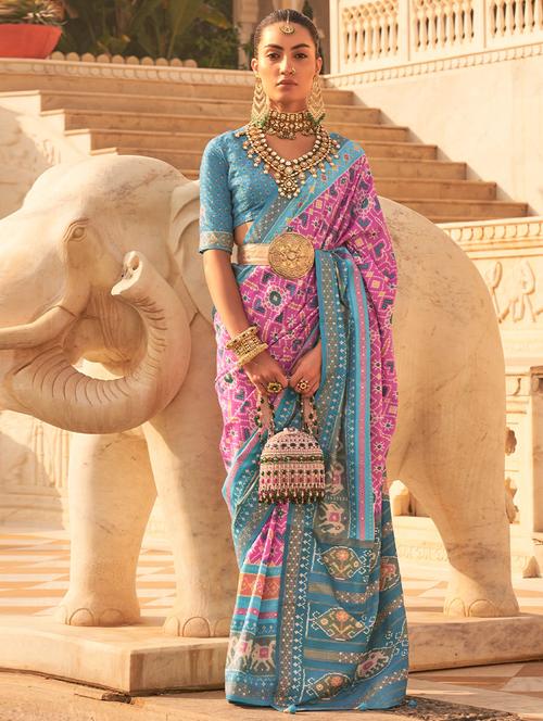 multi colored printed saree with blouse - 19530779 - Very Small Image - 1