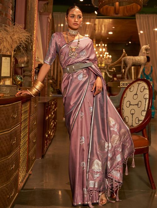 zari work woven saree with blouse - 19530812 - Very Small Image - 1