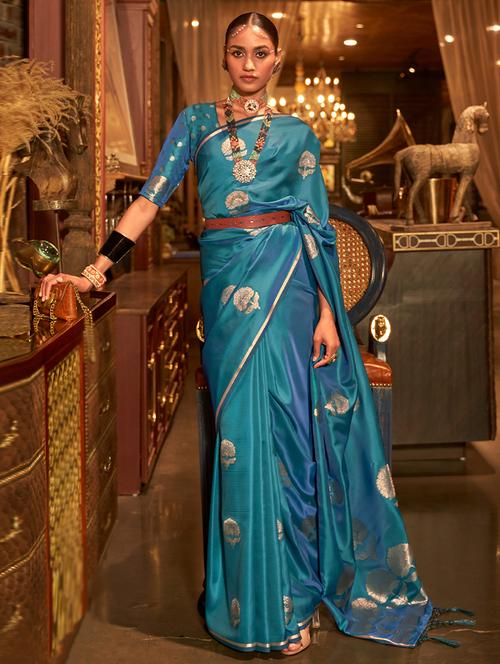 zari work woven saree with blouse - 19530814 - Very Small Image - 1