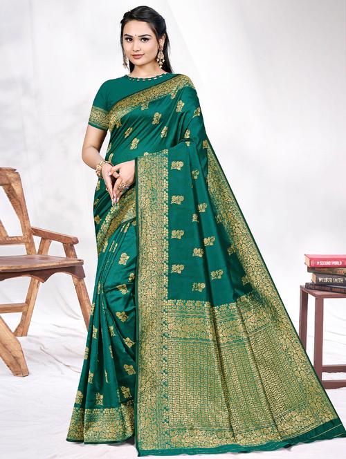 floral banarasi saree with blouse - 19530828 - Very Small Image - 1
