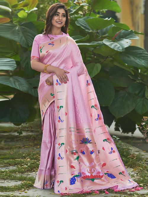 self design paithani saree' with blouse - 19530868 - Very Small Image - 1
